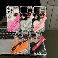 Apple iPhone15PM ラブシリコン口紅象嵌ダイヤモンド 16Pro 花新しいクリエイティブ携帯電話ケースに適しています