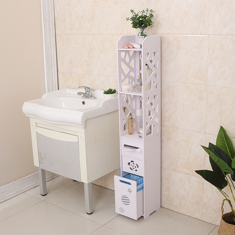 Estante de baño tipo piso de inodoro estante de almacenamiento inodoro inodoro estante de almacenamiento inodoro gabinete de almacenamiento sin perforación