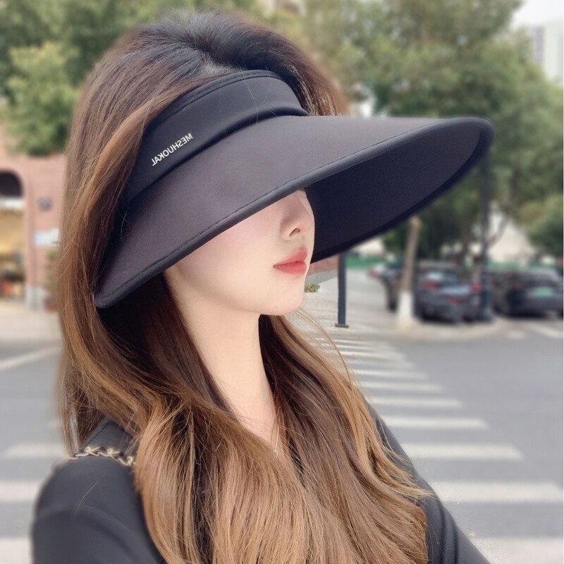 uv Empty Top Sunscreen Hat Women's Summer Anti-uv Sunshade Ice Silk Cool Hat Bike Big Eave Full Face Sun Hat for Women