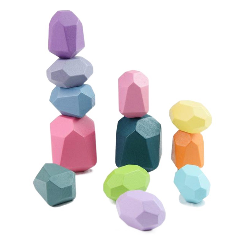 CE CPC para niños, arcoíris de madera, bloques de construcción de piedra apilada, combinación libre, Jenga, juguetes cognitivos de color para bebés al por mayor
