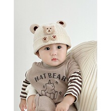 婴儿帽子春秋季韩版超萌小熊幼儿男童地主帽可爱百搭男宝宝瓜皮帽