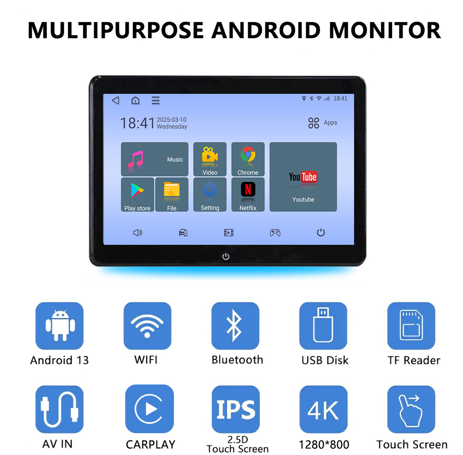 10.1inch External Android Monitor 13.3inch Headrest Android Monitor 11.6inch Headrest Mp5 Monitor
