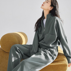 时尚通勤运动卫衣两件套女2025秋季新款外套直筒长裤休闲套装
