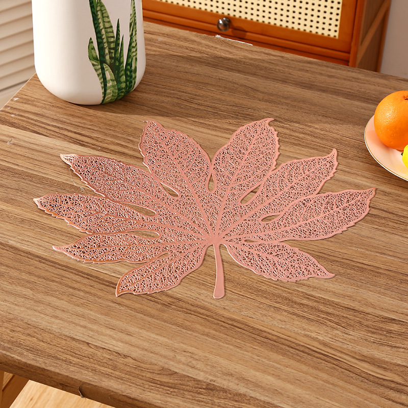 Amazon estilo francés imitación hojas de PVC almohadilla de café creativa alta sensación almohadilla de aislamiento térmico almohadilla de aislamiento térmico restaurante de lujo ligero