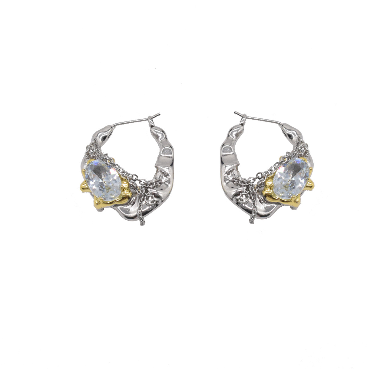 Retro Diamond-studded Crystal Melting Irregular Earring Wholesale Nihaojewelry display picture 5