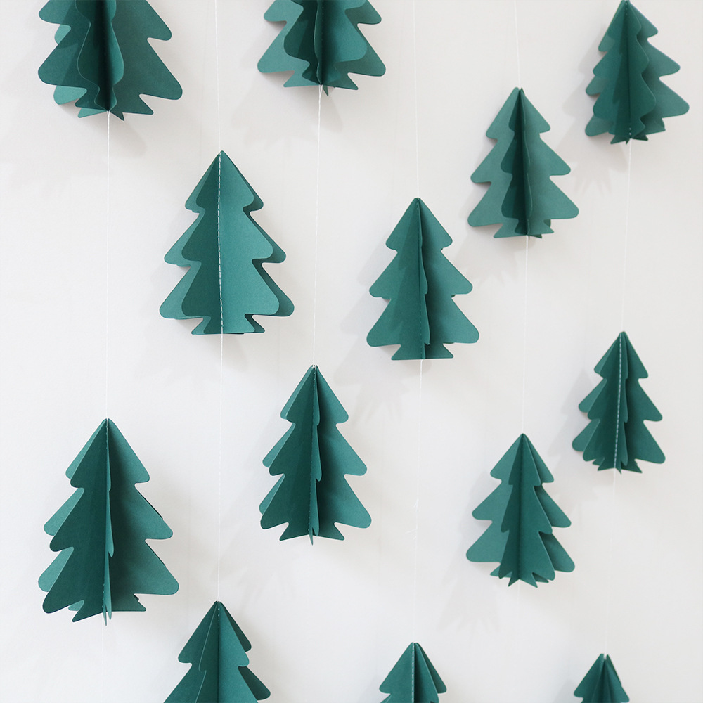 Christmas Decorations 3D Stereo Mini Hanging Flags Christmas Tree Layout Indoor Scene Window Party Pendants