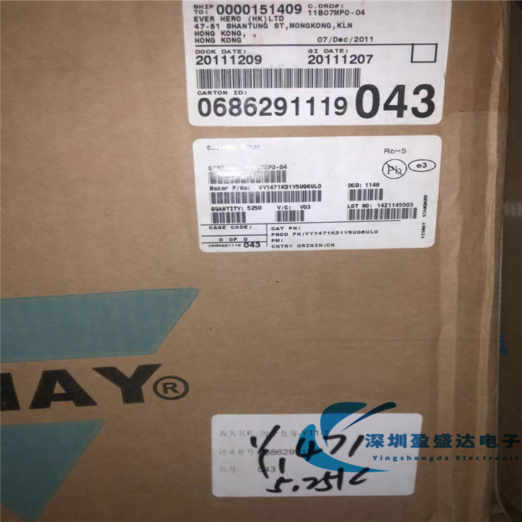 VY1471K31Y5UQ6UL0 VY1471 VISHAY Y电容 470PF X1Y1 500V P10