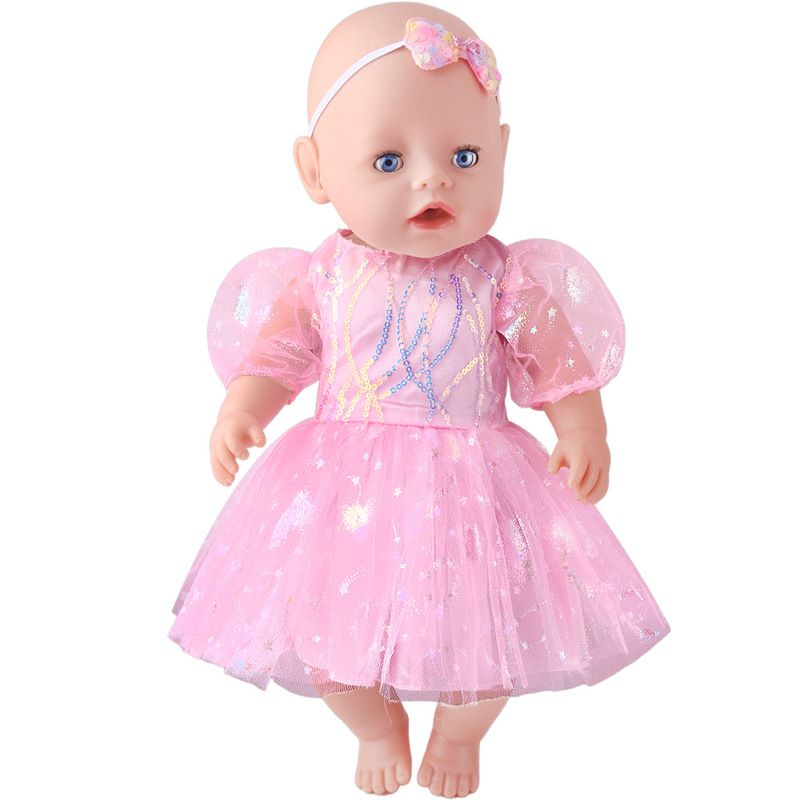 Cross-Border Hot-Selling 18inch American Girl Doll Princess Dress 43cm Doll Dress-Up Puff Sleeve Princess Tulle Dress Cross-Border Hot-Selling 18inch American Girl Doll Princess Dress 43cm Doll Dress-Up Puff Sleeve Princess Tulle Dress