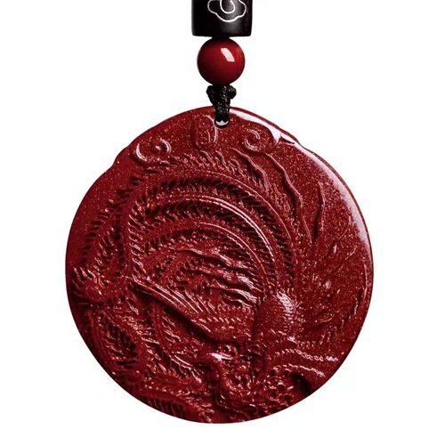 Taoist jewelry cinnabar fire phoenix and red bird pendant men and women pendant five elements fire replenishing necklace