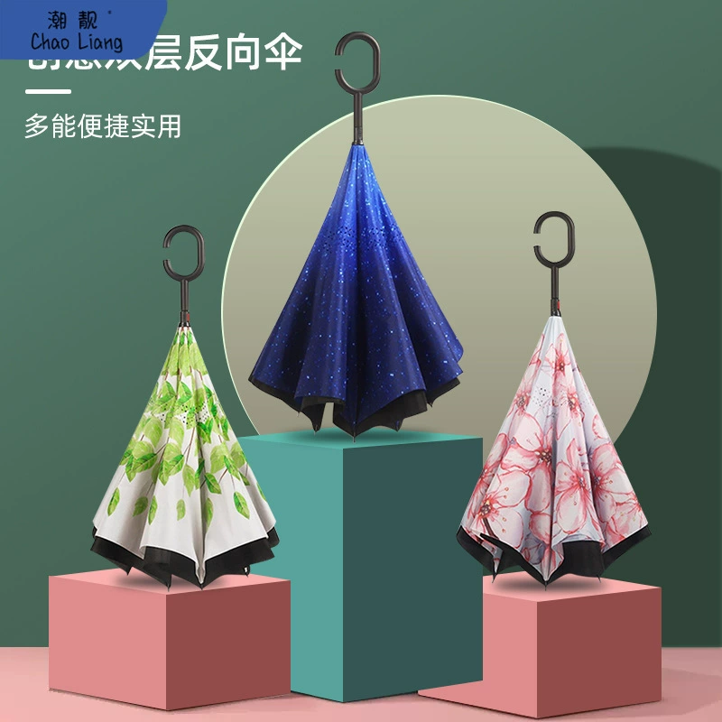Double-layer automatic windproof big umbrella for double