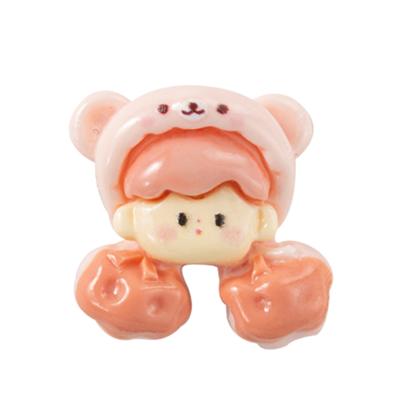 Caricatura palomitas de maíz chicas DIY accesorios de resina crema pegamento para el cabello de la caja del teléfono móvil agujero material de hebilla