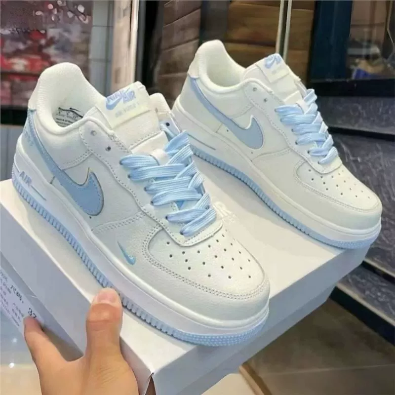 Pure Original Af1 Air Force One Small Hook Sky Blue Casual University Double Hook White and Blue Ins Trend Sneakers Campus