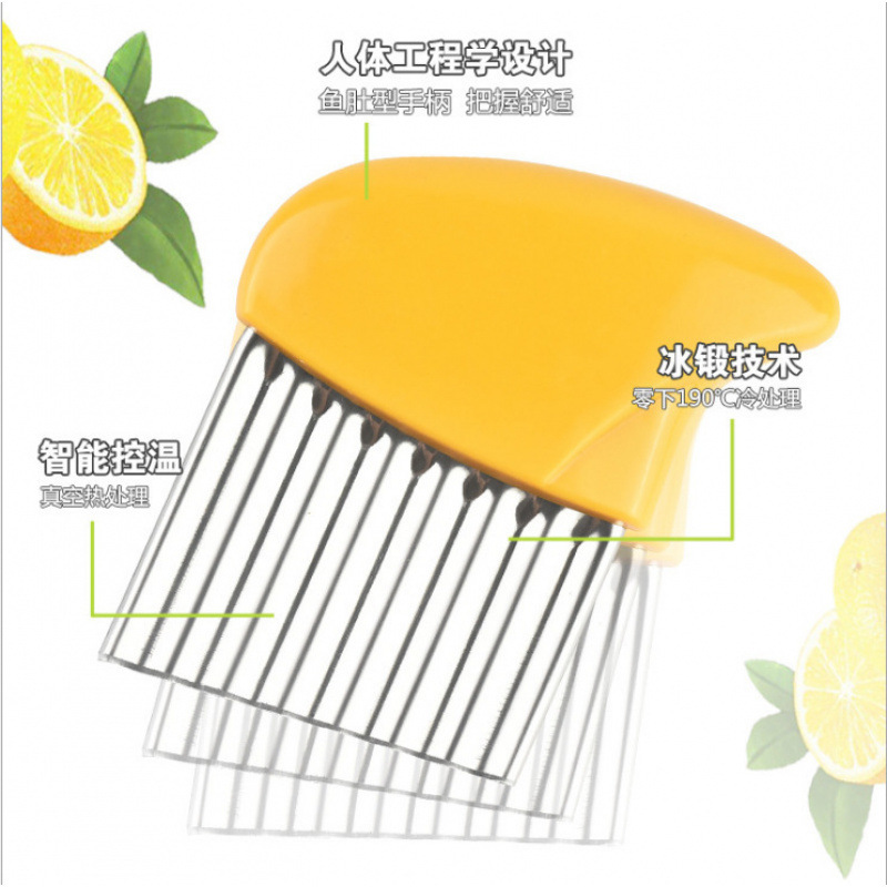 Inventario creativo de acero inoxidable mango de patatas cortadas manuales domésticas onduladoras aparatos de cocina