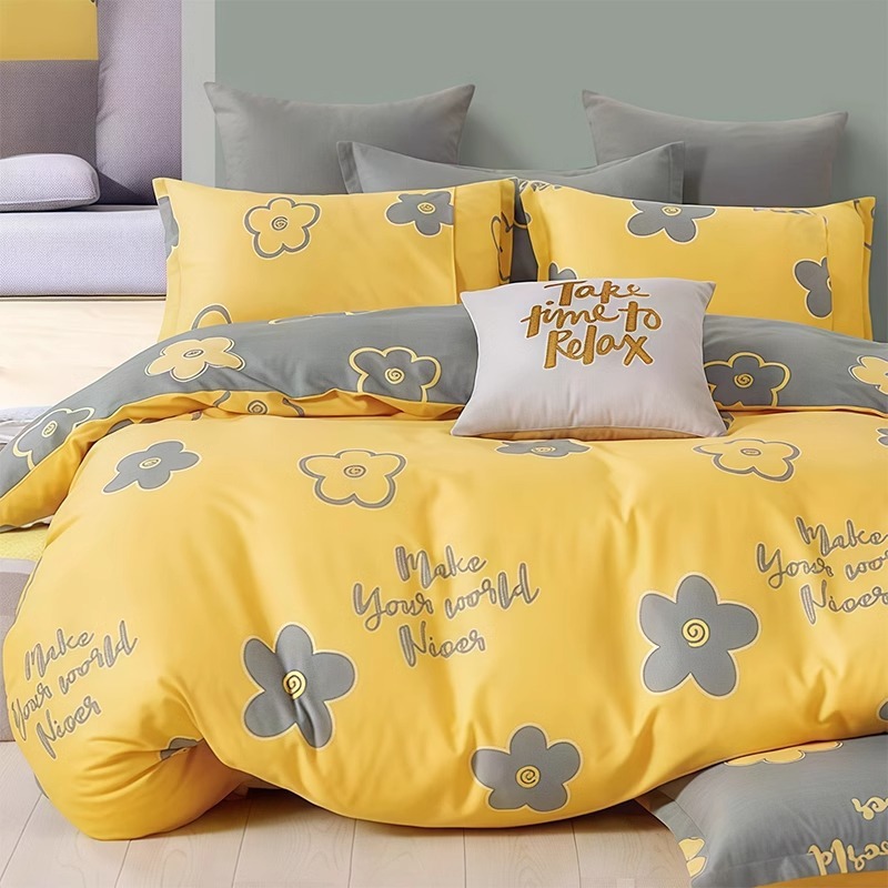 Funda de edredón de algodón de una sola pieza de cuatro piezas para niños 150x200x230 dormitorio de estudiantes individual 180 sábana