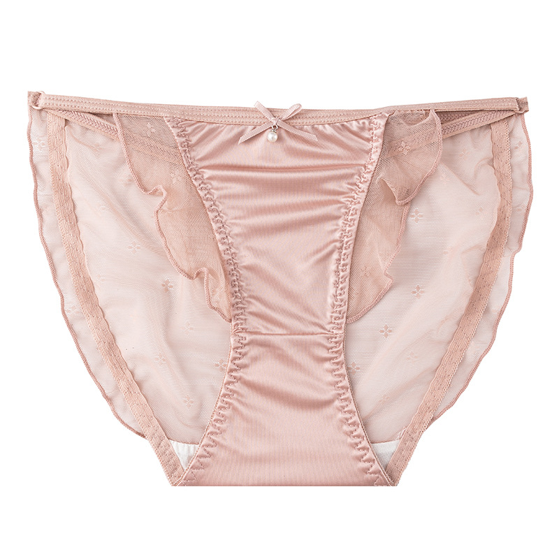 Elegante encaje de satén francés tenedor alto sexy color sólido champán negro cintura baja triángulo bragas femeninas refrescantes