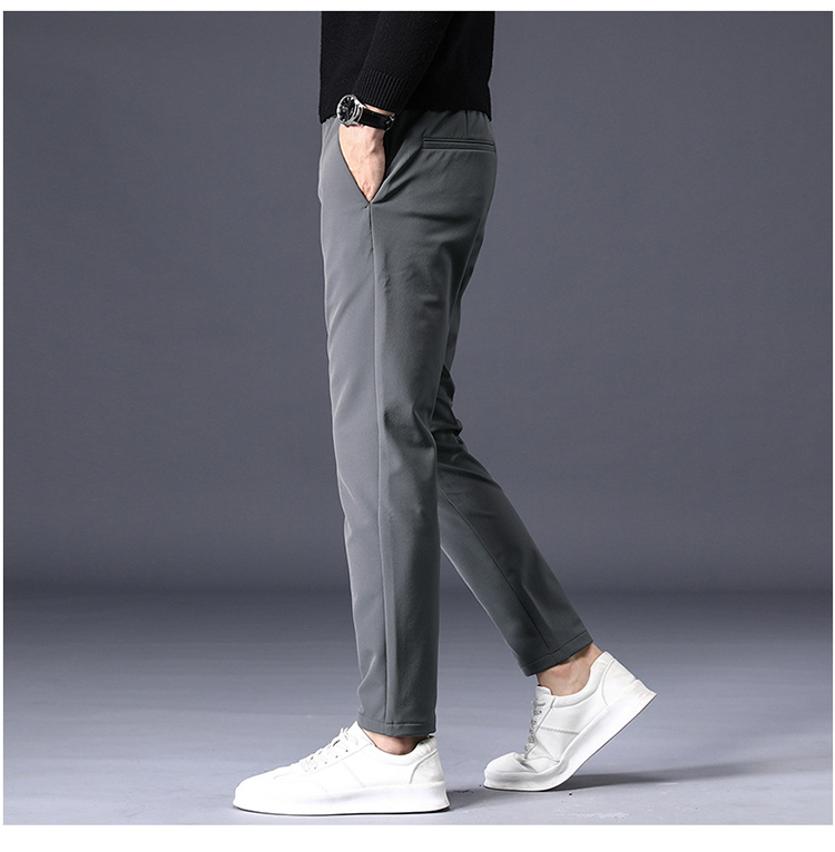 Spring casual slim fit straight suit simple non ironing business autumn men's pants, solid color_voghion.com