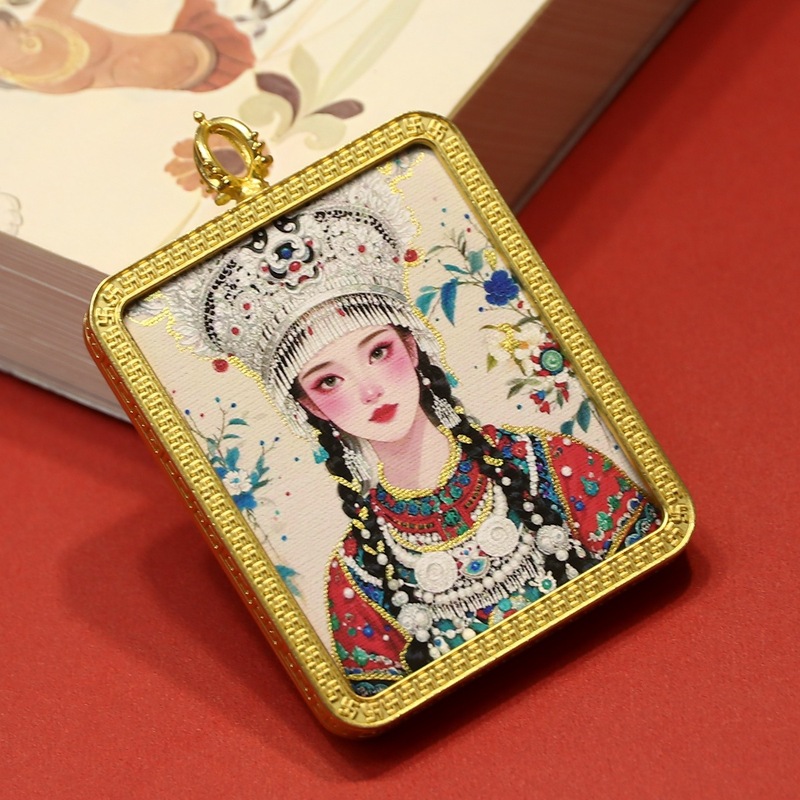 描金扎基拉姆唐卡画芯国风扎基拉姆吊坠饰品挂件民族风批发|undefined