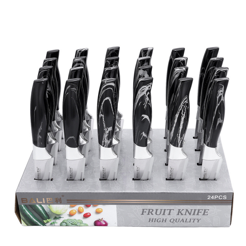 Cuchillo de acero inoxidable cuchillo de regalo cuchillo de madera de venta transfronteriza cuchillo de caja de exhibición cuchillo de fruta afilada