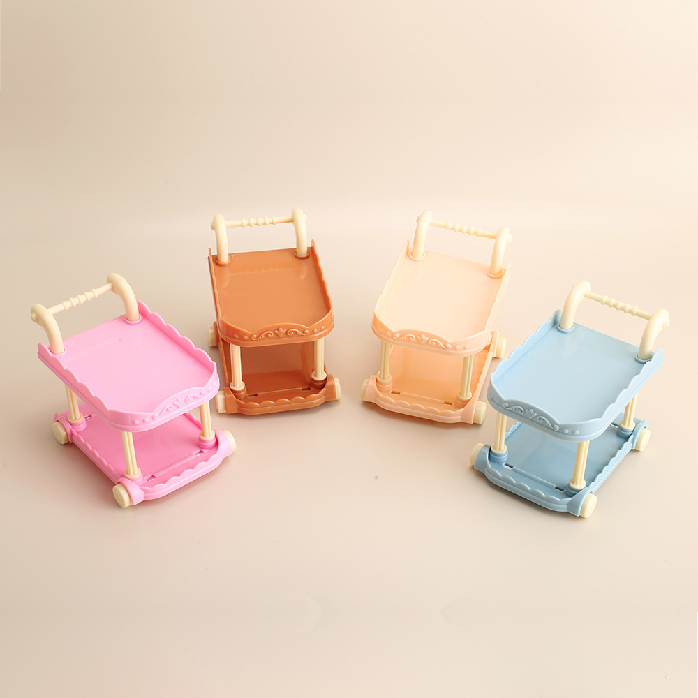 (2개) 작은 식당 자동차 트롤리 미니 주방 어린이 미니어처 음식 놀이 인형 집 모델 귀여운 놀이 집 장난감의 시뮬레이션