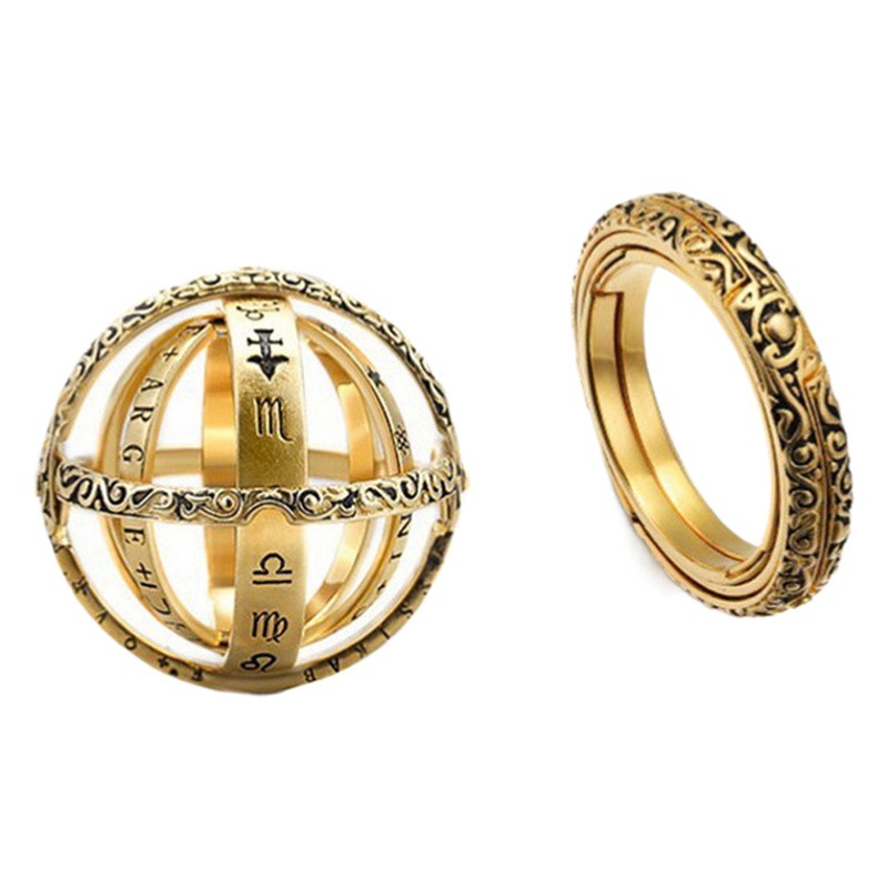 Anillo de bola astronómica transfronterizo europeo y americano, anillo giratorio deformado, anillo de pareja de bola retro alemán, venta al por mayor