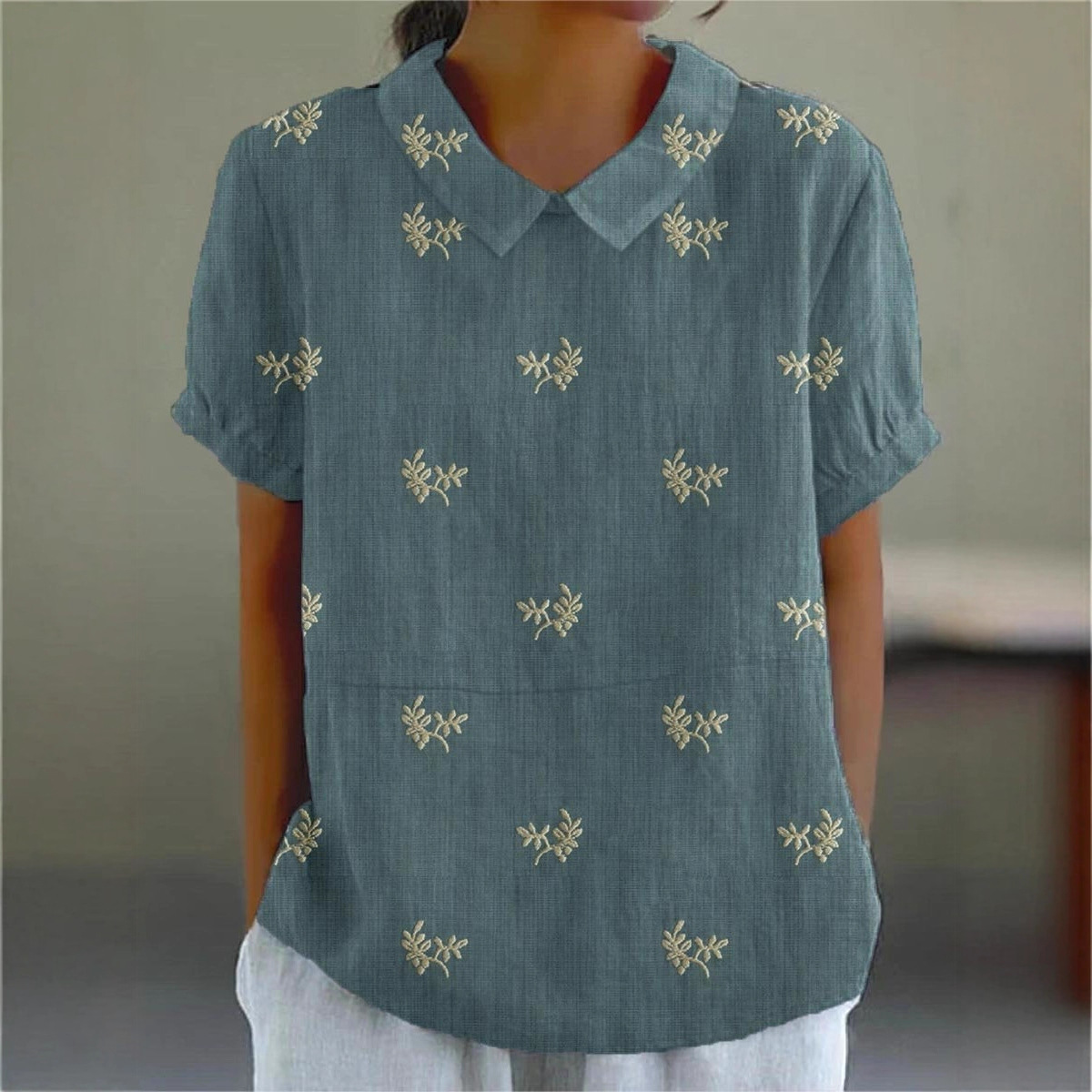 Fuente de fábrica de comercio exterior estación independiente de burbujas de verano monzón camisa de manga corta camisa de flores