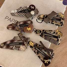 韩国新款英伦卡其格子bb夹发夹 时尚高级感刘海夹侧边夹儿童发饰