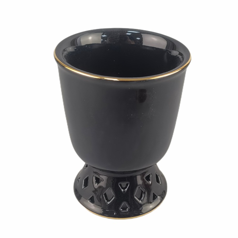 Taza de cerámica de alta temperatura hueca, taza de agua de alto pie, taza de cerámica de helado de alta calidad, taza de helado de estilo japonés