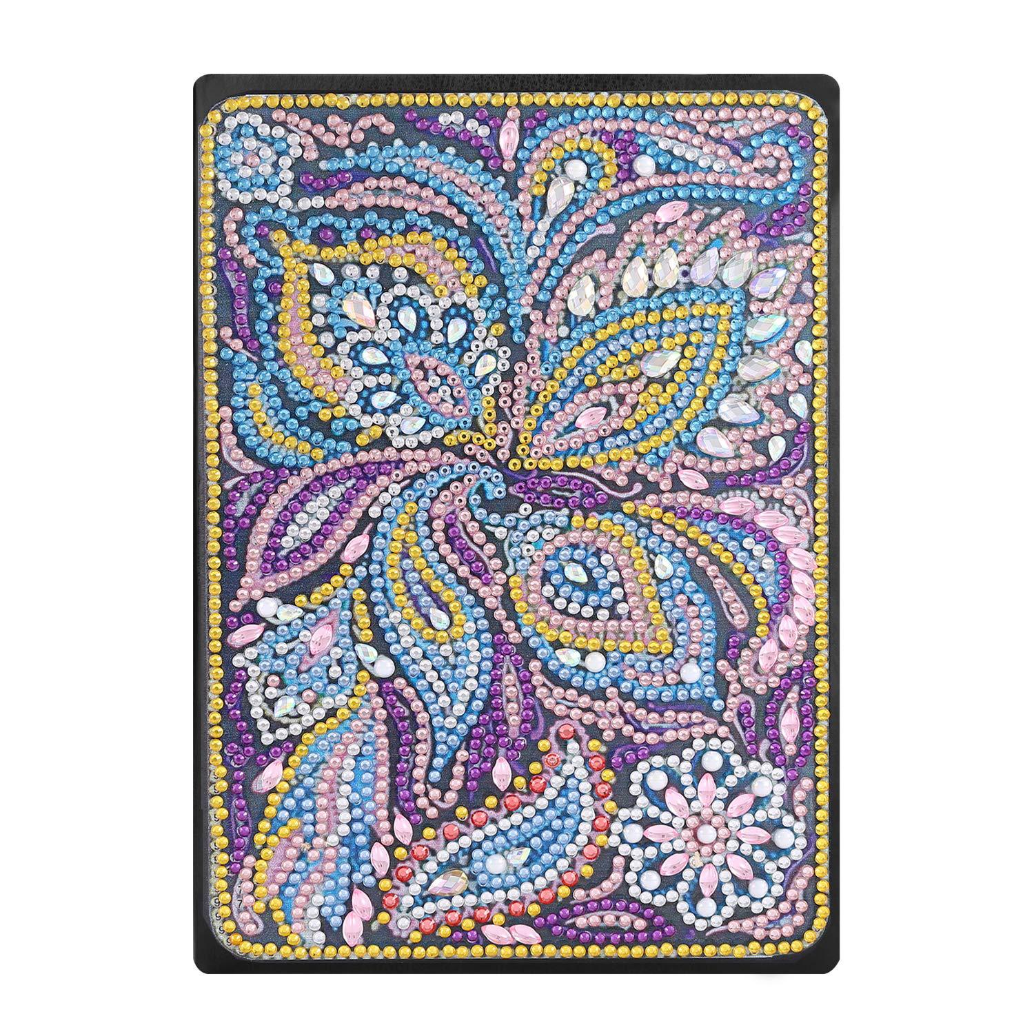 Cuaderno de dibujo de diamantes transfronterizos 5d punto diámetro pintura pegatinas de sexo opuesto mariposa DIY manual cuaderno de notas de cristal