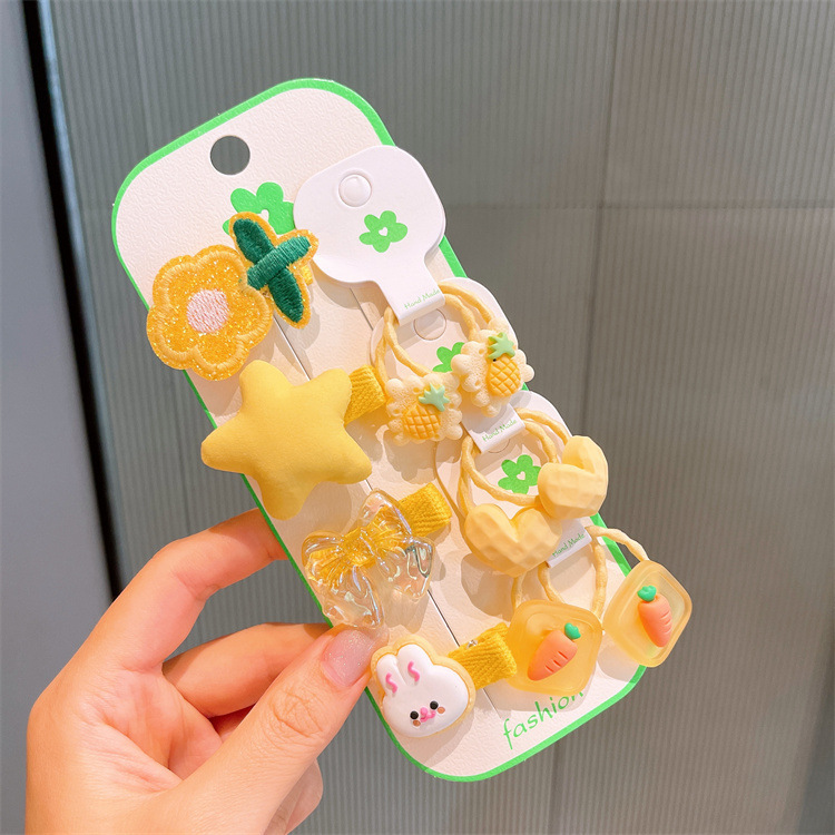 [Venta especial] nuevo anillo de pelo coreano para bebés, adornos de cabello de frutas, conjunto de pinzas de cabello para niñas, pinzas de cabello para joyas de cabeza