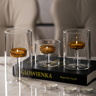 Creative Glass Candle Holder, Simple European-Style Candle Lamp Holder, Wedding Decoration Ornament, Handicraft Aromatherapy European-Style Candle Holder