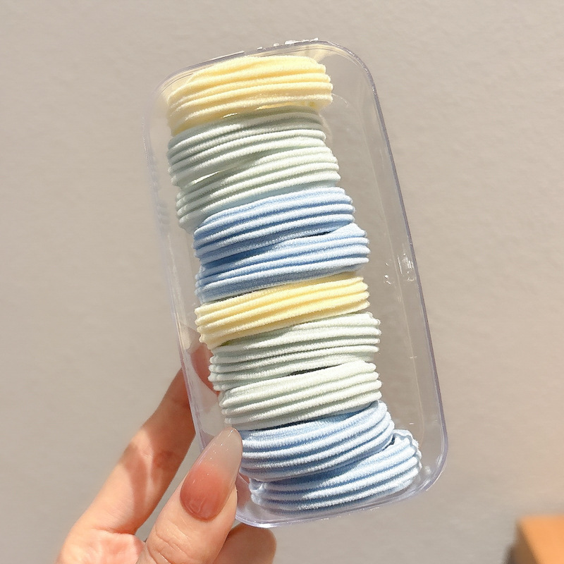 Azul mar suave glutinoso no daña cabello cuerda de cabello alta elástica y duradera sin costura cabello atado alta cola de caballo atar elástico cabello mujer