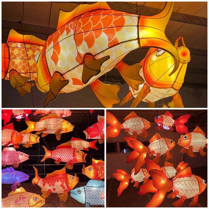 鲤鱼花灯中秋节金鱼灯笼春节元宵节日大型灯会彩灯古镇景区造型灯