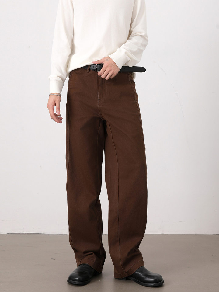 Quần jeans nam ống đứng dáng rộng phong cách Mỹ retro cơ bản — Màu be, Màu kaki, Màu nâu cà phê, màu đen