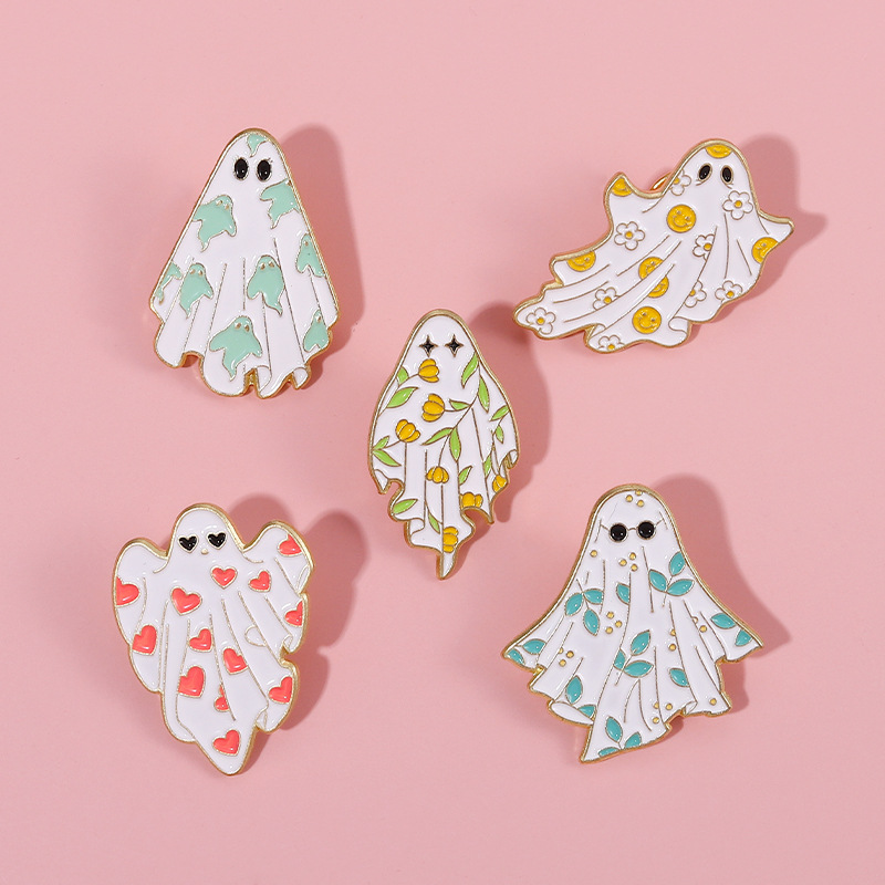 4g Weight Brooches Classification Cute Pin Heart Shape Flower Ghost Alloy Plating Unisex Brooches