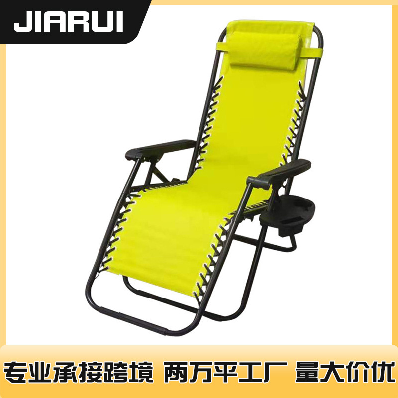 Factory Round Tube Outdoor Folding Zero Gravity Lounge Chair Garden Beach Chair Lunch Break Back Chair Bed Wholesale