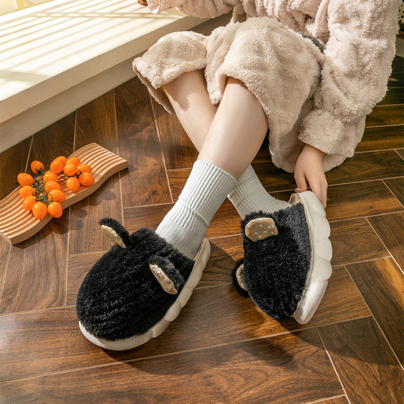 Zapatillas de algodón Cixi damas primavera y otoño invierno interior antideslizante hogar cálido hogar pareja invierno pelo felpa hombre