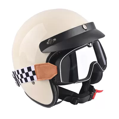 Motosiklet kaskı (dəbilqə): Electric Vehicles, Unisex, All-Season Safety - ivory-white-large-frame-free-w-brown-mirror-hat-brim-face-towel-s