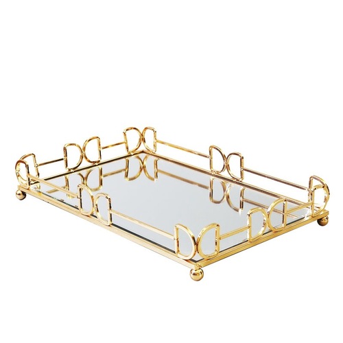 Cross-border European-style electroplated light luxury gold mirror plate incense node center plate decorative dessert stand decorative fruit plate