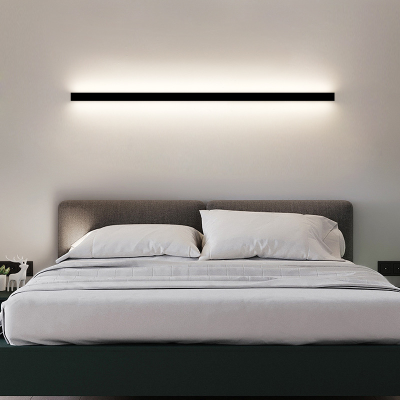 lámpara de pared minimalista muy estrecha de 2cm de ancho larga led sala de estar lámpara de pared de fondo de dormitorio personalizado pasillo de cabecera