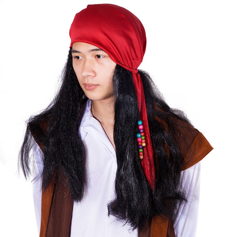 Pirate wig Halloween Masquerade cosplay Captain Hook Caribbean Jack captain wig headscarf