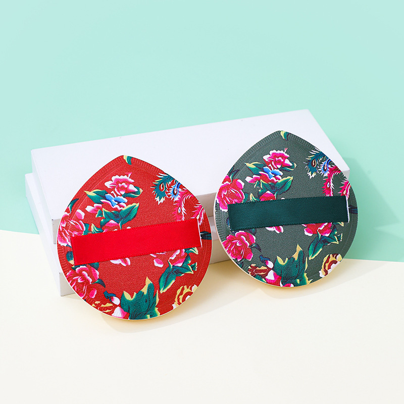 100 puntos chaqueta de flores grandes polvo de algodón de azúcar suave Q seco y húmedo maquillaje esponja de aire herramientas de maquillaje personalizadas al por mayor