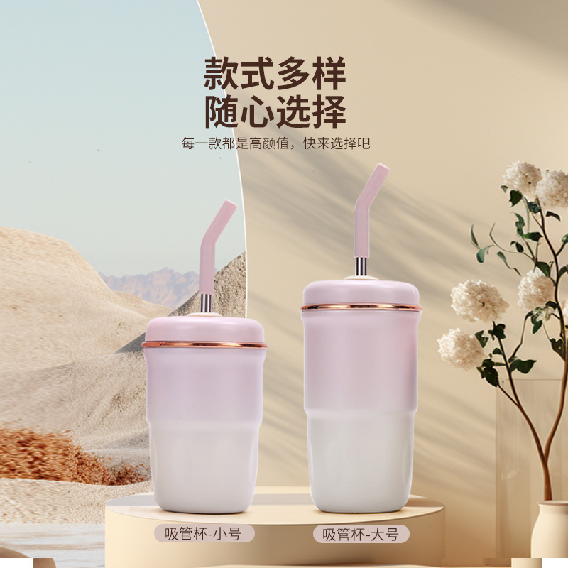 316ステンレス保温カップコーヒーカップ大容量かわいいシンプルな学生携帯オフィスでストローコップを飲む|undefined