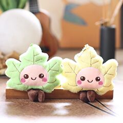 网红可爱萌树叶挂件毛绒玩具公仔笑脸叶子包包挂饰钥匙扣娃娃玩偶
