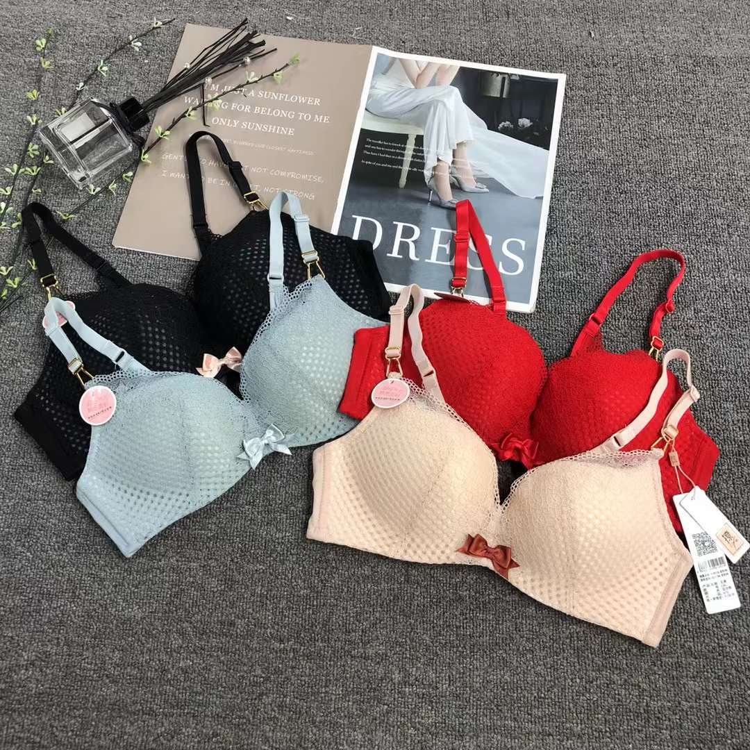 Sujetador de encaje de punto cintura ajustable adelgazamiento pecho ropa interior pequeño pecho push up ropa interior cómoda push up sujetador sin costuras