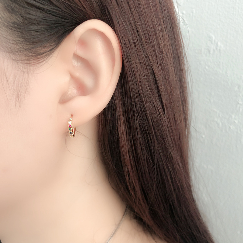 Mixed color zircon copper earrings wholesale Nihaojewelrypicture4
