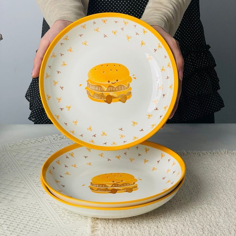 Venta al por mayor 3 yuanes tienda 8 pulgadas impreso dibujos animados plato de fruta plato de cena divertido de los niños plato casero plato de desayuno creativo postre fruta