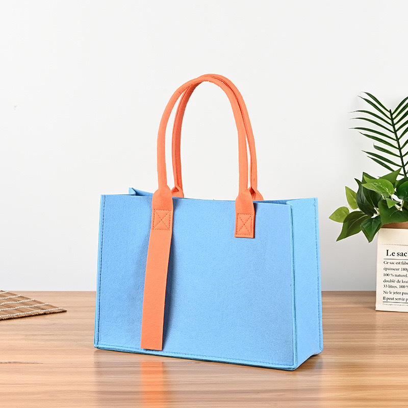 180g Weight Open Closure Type Top Handle Strap Type Women's Streetwear Color Block Solid Color Felt Shopping Bags