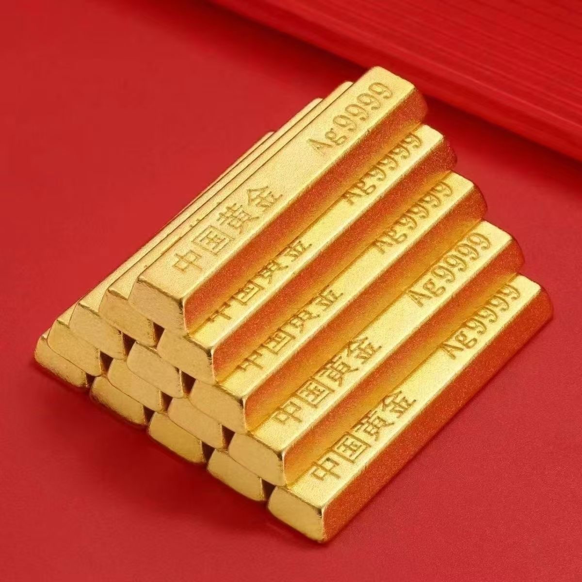 工厂仿真金条中国黄金镀铜合金金店银行同款投资金条金砖样品道具