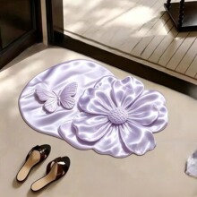 跨境热销法式3D视觉花卉硅藻泥装饰地垫浴室玄关耐磨吸水防滑脚垫