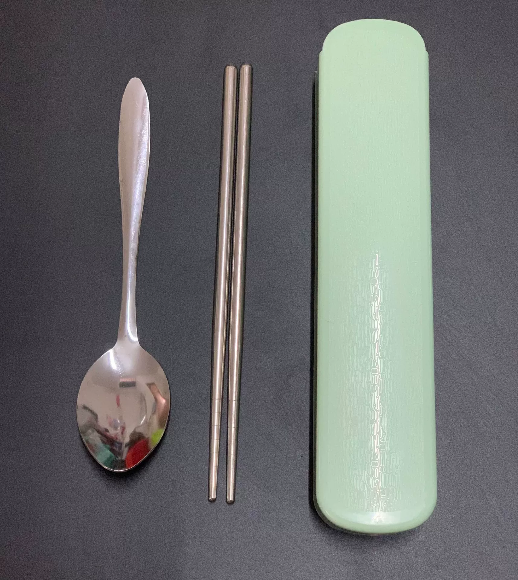 Portable 304 Stainless Steel Tableware Set, Spoon Chopsticks Fork, 3‑Piece with Storage Case
